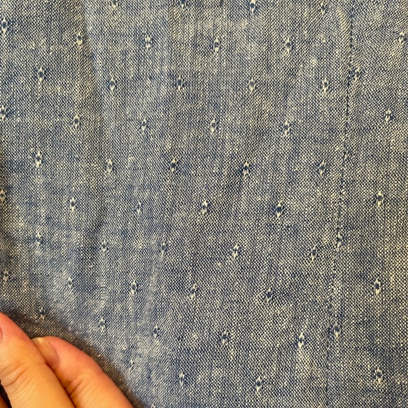 Zara blue linen cotton blend wrap-around blouse bow tie tassel cinched sleeve - Picture 9 of 9